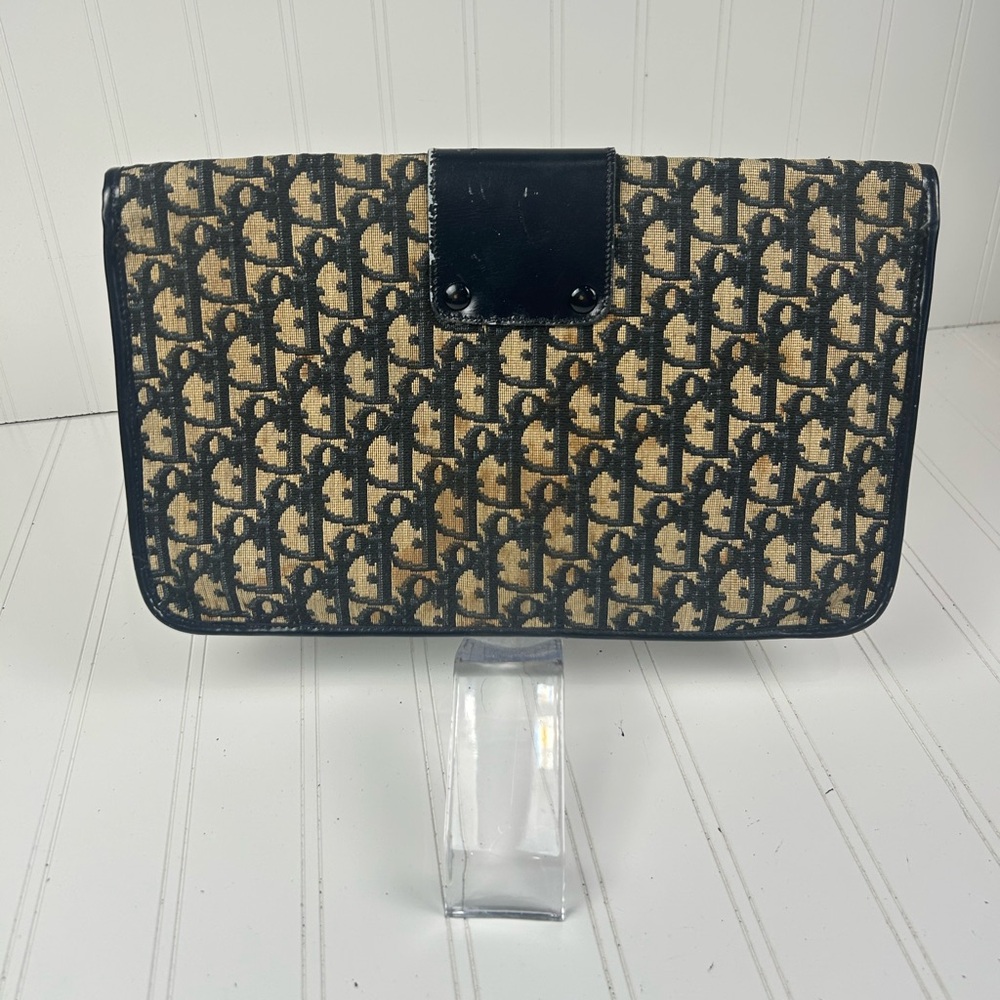 Christian Dior Black and Tan Monogram PVC Trotter Clutch - Picture 3 of 8